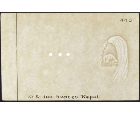 Government of Nepal, watermarked paper (2) for the issues of 1960-62 and 1962-68, the first piece featuring a smaller plumed 