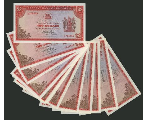 Reserve Bank of Rhodesia, $2, 1970-9, K/49, K/51, K/57, K/66, K/100, K/11, K/118, K/128, K/132, K/148 (2), K/154, K/172, a ne