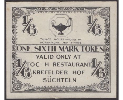 US Military 1/6 Mark token, design probably based on a low denomination AMC for Germany, for use at the TOC H Restaurant Kref