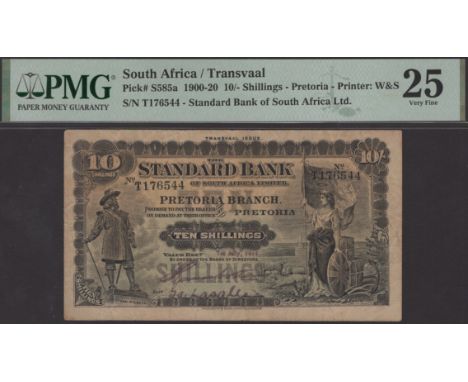 Standard Bank of South Africa Limited, Transvaal Issue, 10 Shillings, 1 July 1911, serial number T176544, two manuscript sign