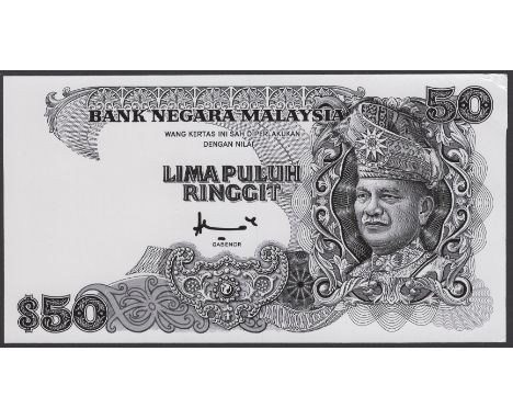 Bank Negara Malaysia, a printers’ proof for 50 Ringgit, ND (1987), black and on white paper similar to photographic paper, A.
