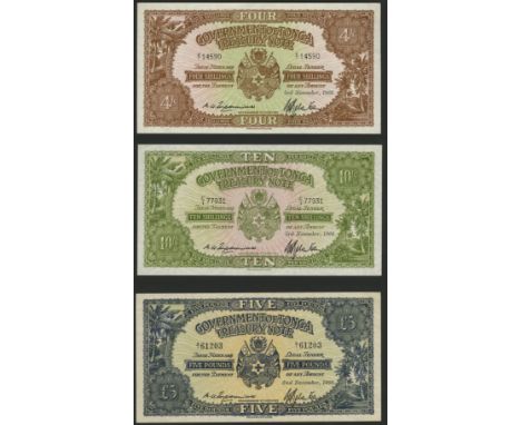 Government of Tonga, 4 Shillings, 3 November 1966, serial number E/1 14590, 10 Shillings, 3 November 1966, serial number C/1 