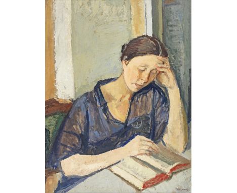 Isaac Dobrinsky (Ukrainian, 1891-1973)La Lecture signed 'Dobrinsky' (lower right)oil on board60 x 46cm (23 5/8 x 18 1/8in).Pa