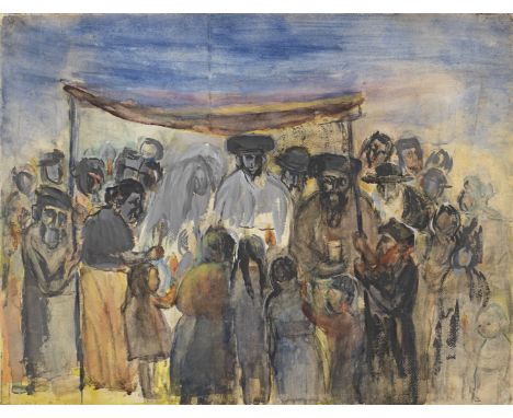 David Garfinkiel (Polish, 1902-1970)The wedding oil on paper laid on canvas49 x 64cm (19 5/16 x 25 3/16in).Painted c. 1930 un