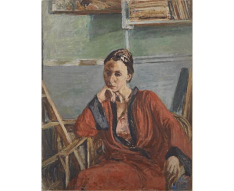 Isaac Dobrinsky (Ukrainian, 1891-1973)Portrait of Vera signed 'Dobrinsky' (lower left); inscribed with authentication by Vera