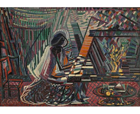 Esther Carp (Polish, 1897-1970)The Pianist  signed 'E. Carp' (lower left); signed and titled and inscribed with address (on s