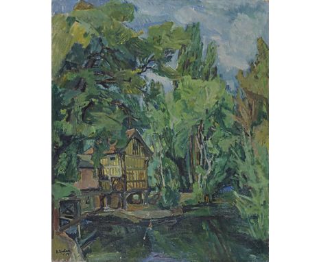 Henri Epstein (Polish, 1891-1944)Maison au bord d'une rivière  signed 'H. Epstein/ 1934' (lower left)oil on canvas65 x 54cm (