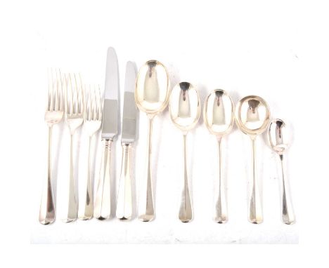 Matched canteen of silver cutlery, twelve place setting, Hanoverian pattern, including;twelve table forks - six UC, Sheffield