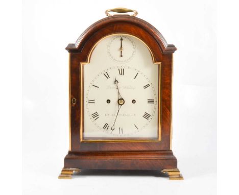 Regency mahogany bracket clock, arched painted dial signed Debois & Wheeler / Grays in Passage, with Strike/Silent dial over,