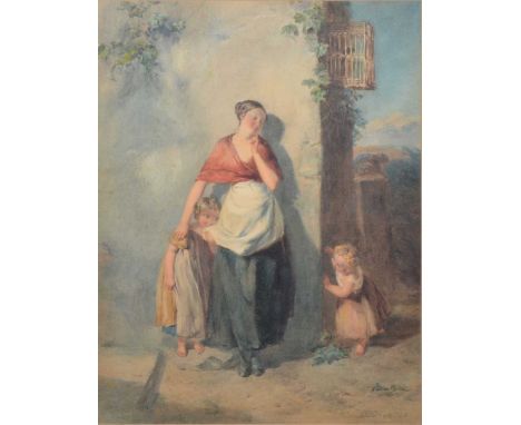 Paul Falconer Poole,Peek-A-Boo,watercolour, signed and dated 40,46x35cm.