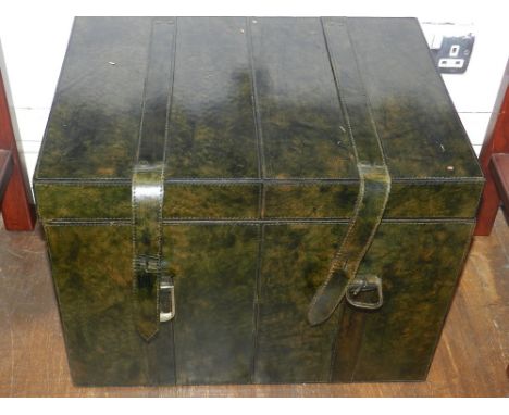 A Contemporary leather clad steamer trunk. 