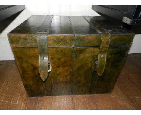A Contemporary leather clad steamer trunk. 