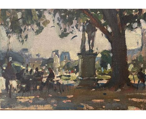 Paul Rafferty original painting Tuileries Garden, Paris &amp; book signed by the author Winston Churchill: Painting on the Fr