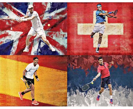BB Pack: The Big Four an original framed signed artwork featuring and signed by all 4 tennis greats, multiple grand slam cham