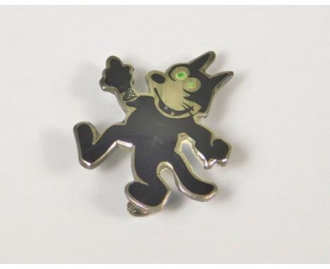 FELIX THE CAT. A sterling silver enamelled Felix the Cat pin.