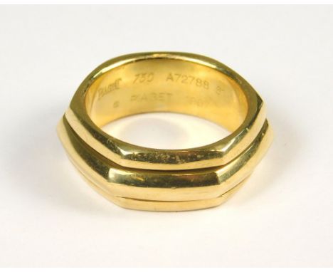 PIAGET. A gentleman's 18ct. gold Piaget 'Spinning' ring. Stamped Piaget, dated 1997 &amp; No.A72788 61. (S/T). Approx. 16.5g.