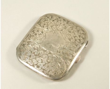 CIGARETTE CASE. A 1920's engraved silver cigarette case. Approx. 3.1 t.oz.