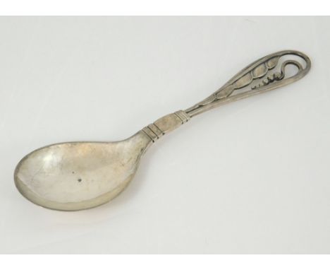 GEORG JENSEN. A Georg Jensen, pattern No.42, silver spoon. Fully stamped with oval post-1945 mark &amp; import marks for Lond