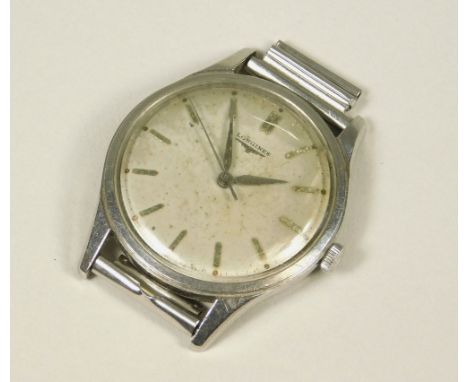 LONGINES. A Longines stainless steel cased wristwatch, the dial with baton numerals & sweep seconds hand. Dial 35mm diameter.