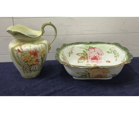 Victorian wash bowl and pitcher jug, two different patterns 