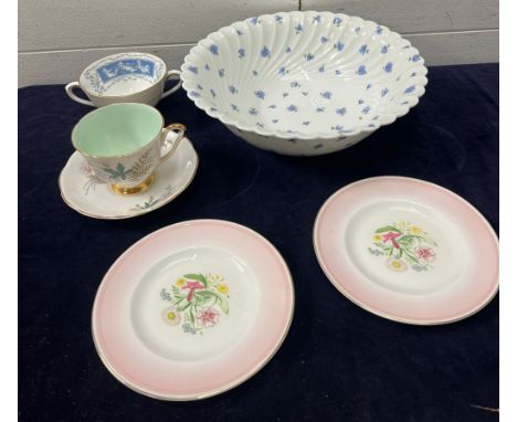 A collection of porcelain including Limoge, Coalport etc 