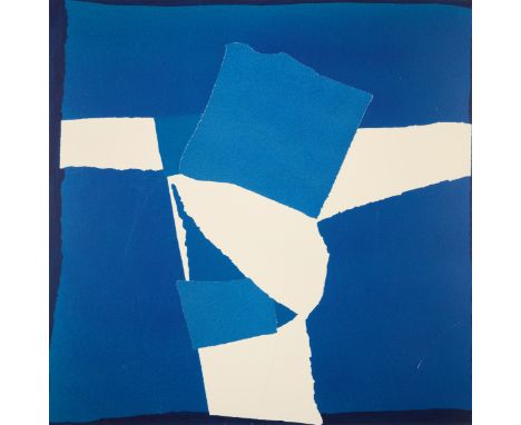 Sandra Blow RA,&nbsp;British 1925-2006 -&nbsp;Blue Square Collage;&nbsp;serigraph, signed, titled and numbered along lower ma