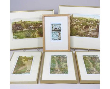 A collection of six Glynn Thomas prints, mainly views of Kersey, each signed to the margin in pencil, largest 16 x 23cm (6)