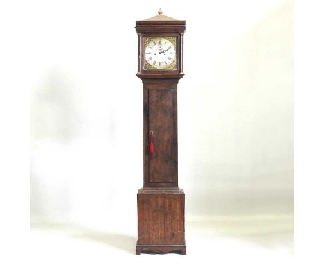 An 18th century oak longcase clock, the silvered ten inch dial, with subsidiary seconds, signed John Christian, Aylsham, the 