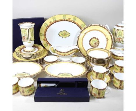 A Royal Worcester Versaille pattern bone china tea and dinner service, dated 1996, with six place settings, to include servin