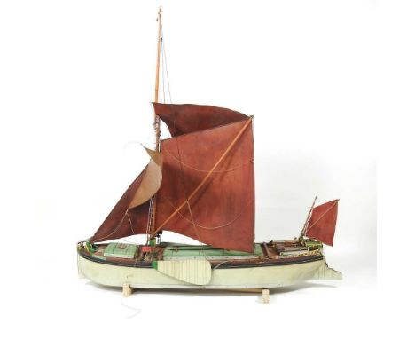 A mid 20th century painted wooden scale model of a sailing boat, Ajax, 57cm long