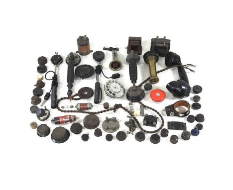 A collection of vintage radio and telegraph parts