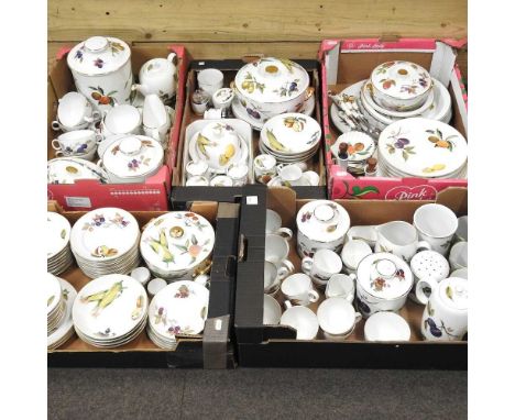 An extensive Royal Worcester Evesham pattern tea and dinner service, to include tureens, serving dishes and storage jars