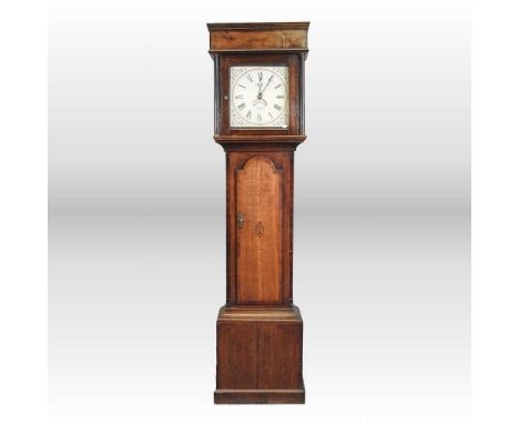 A late George III oak cased longcase clock, the painted dial signed Thomas Rochester, with a thirty hour movement, 196cm high