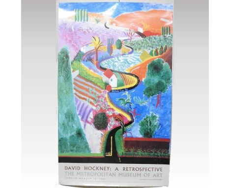 ARR David Hockney, b1937, Nichols Canyon, 1980, A Retrospective, The Metropolitan Museum of Art, 1988, poster, 99 x 61cm, unf