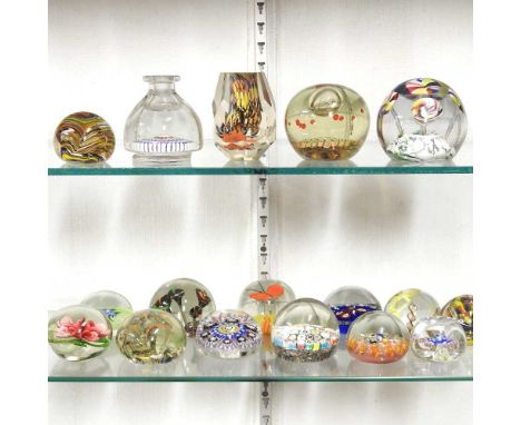 A collection of glass paperweights, to include Caithness and millefiori (17)Overall condition is complete but they are dirty,