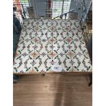 Square Patterned Tile Top Table with Metallic Legs 82cm x 82cm