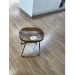 10 x Wooden Seat Stools with Copper Effect Metal Legs