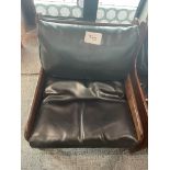 Black Leather Wooden Framed Armchair