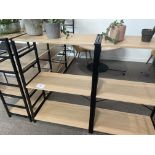 4 x 3-Tier Wooden Shelving with Metallic Frame (85cm x 125cm) with 1 x 4-Tier Wooden Shelving with M