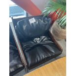 Black Leather Wooden Framed Armchair