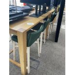 3m x 1.12m x 1.07m Wooden High Table with 8 x Leather Effect Green Bar Stools