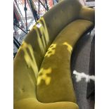 Green Velvet Upholstered Cuved 4 Seater Sofa