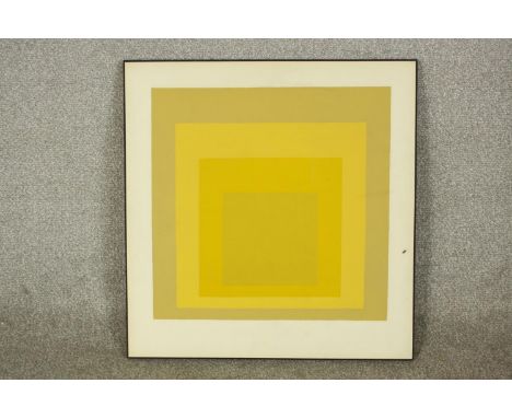 Atrributed to Joseph Albers (1888 - 1976, German) Departing in Yellow, print on board, framed. H.54 W.56cm. 