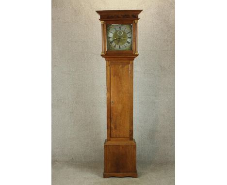 A 17th century John Alyward of Guildford walnut cased longcase clock the brass dial with black Roman numerals, subsidiary sec