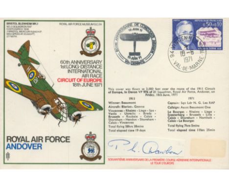 Peter Dawbarn WW2 RAF Battle of Britain fighter ace signed piece fixed to 1971 RAF Andover Bristol Blenheim cover. Good condi