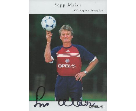 Sepp Maier signed Bayern Munich 6x4 inch colour promo photo. Good condition. All autographs come with a Certificate of Authen