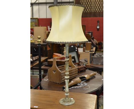 An alabaster/green onyx floor standing lamp and shade