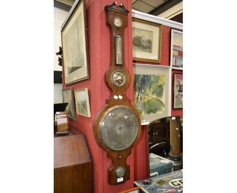 A Victorian rosewood barometer, Beha, Nottingham, silver dial
