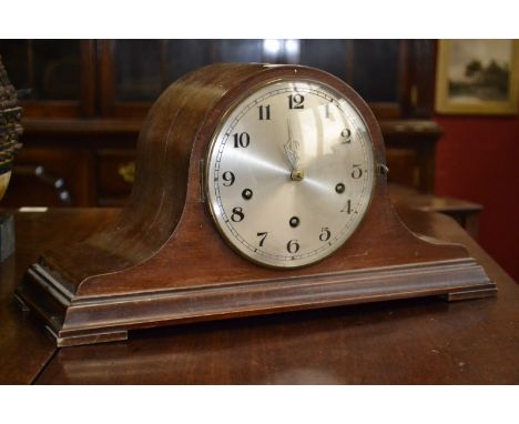 An oak Napoleon hat mantel clock