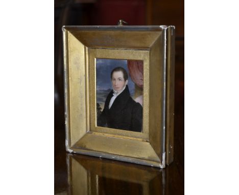 English School (early 19th century), a portrait miniature, of a young gentleman, half-length, with short brown hair, wearing 